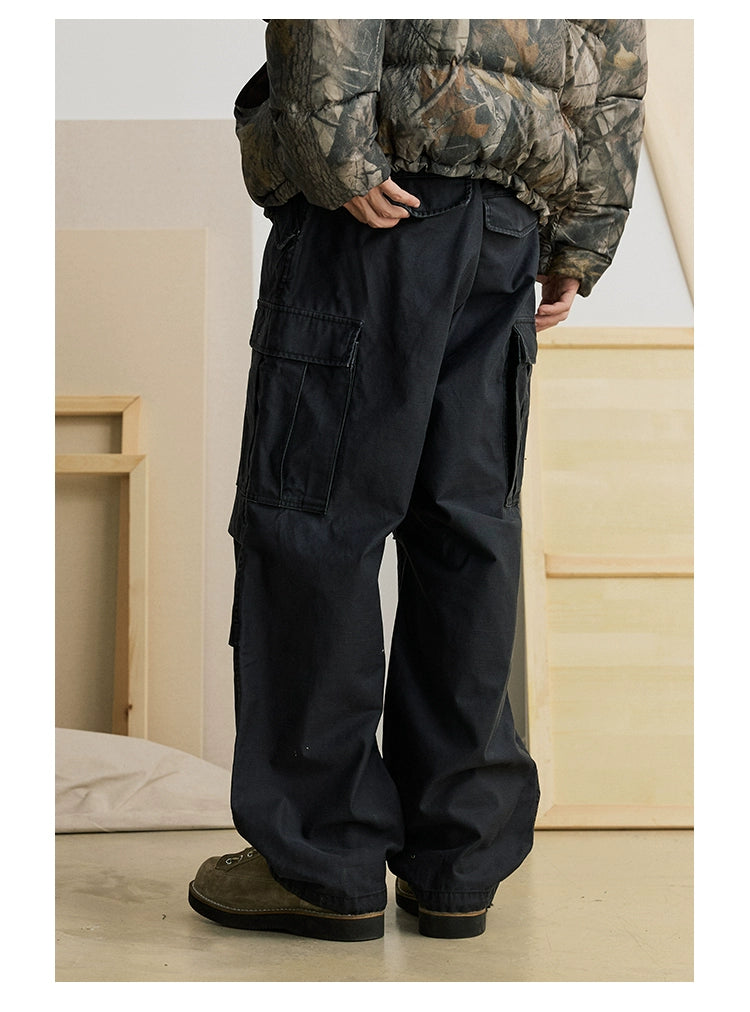 Straight-Leg Multi-Pocket Loose Casual Pants