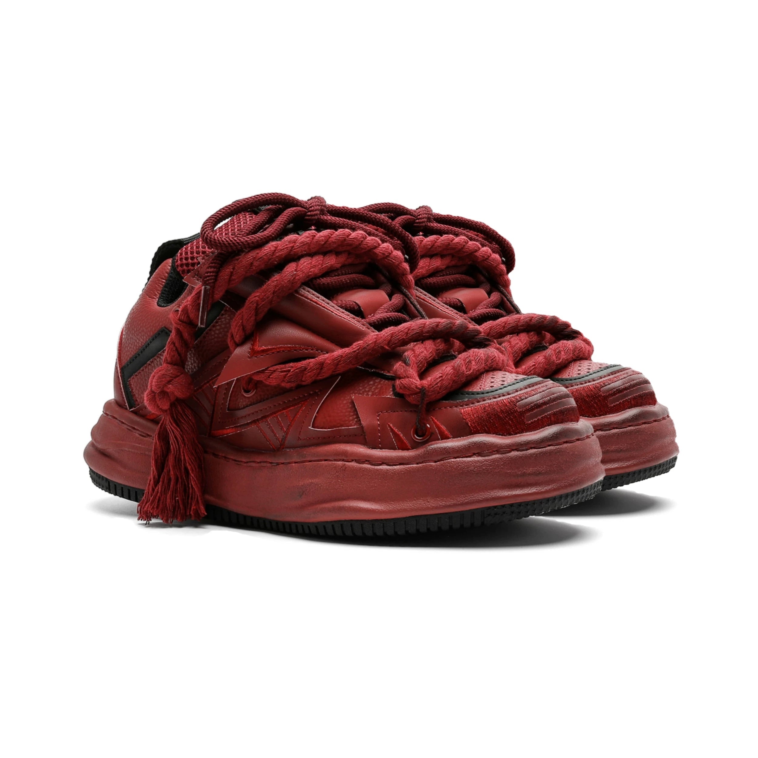 Distressed Rope-Lace Chunky Sneakers