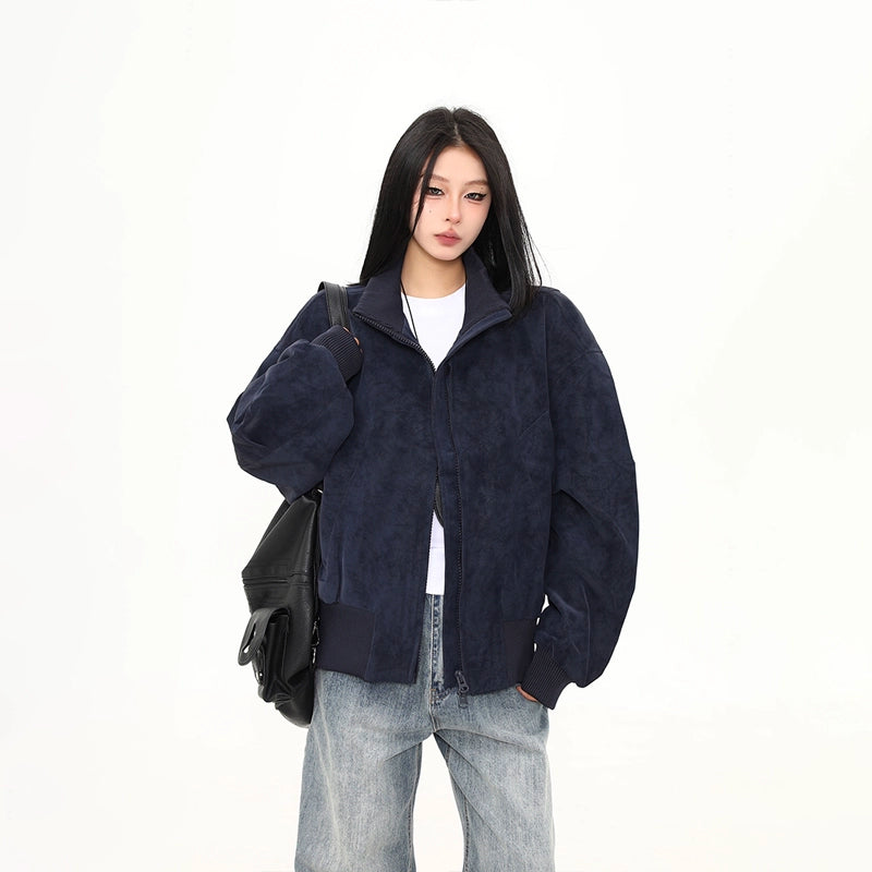 Obsidian Haze Suede Bomber Jacket