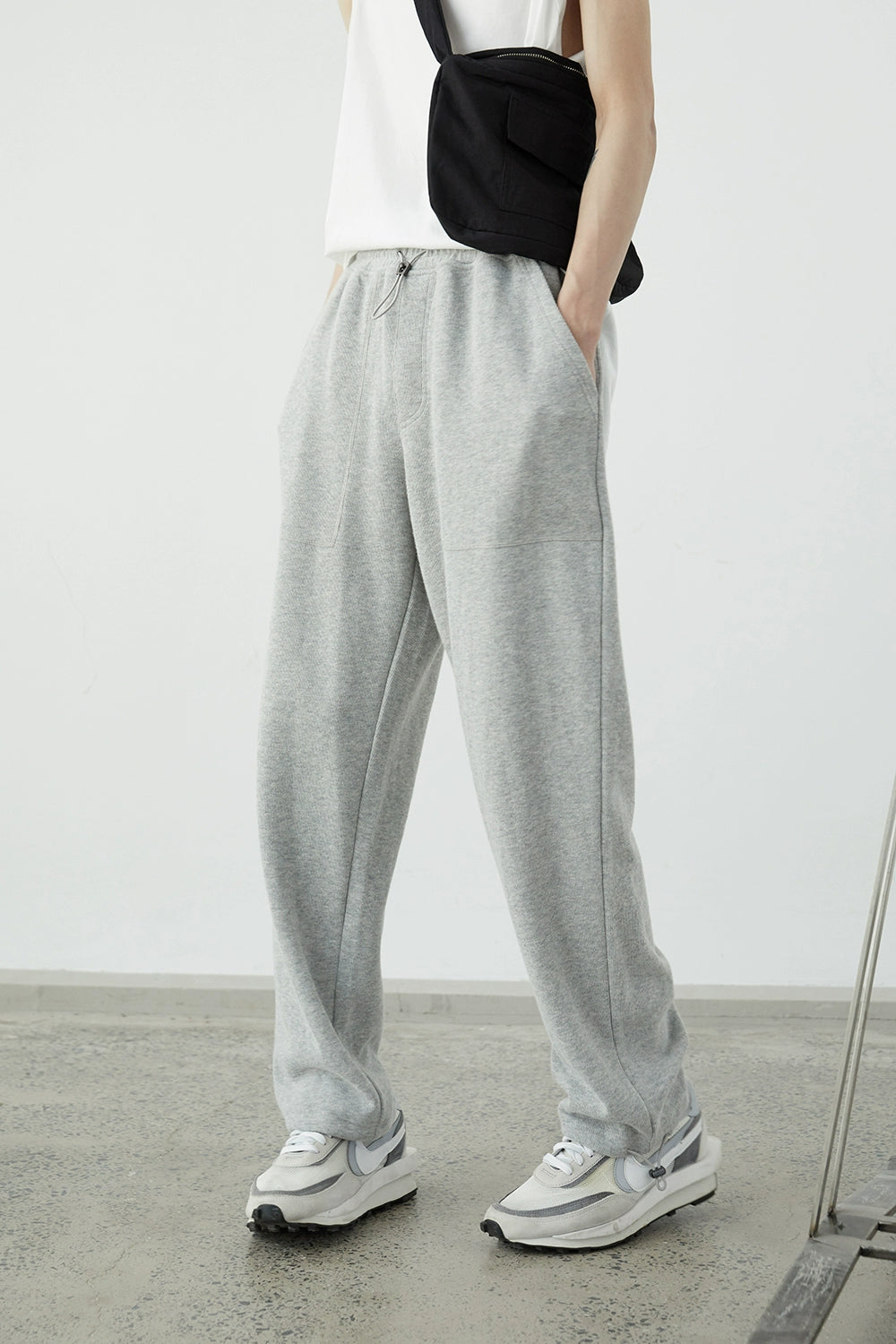 Drawstring Wide-Leg Athletic Pants