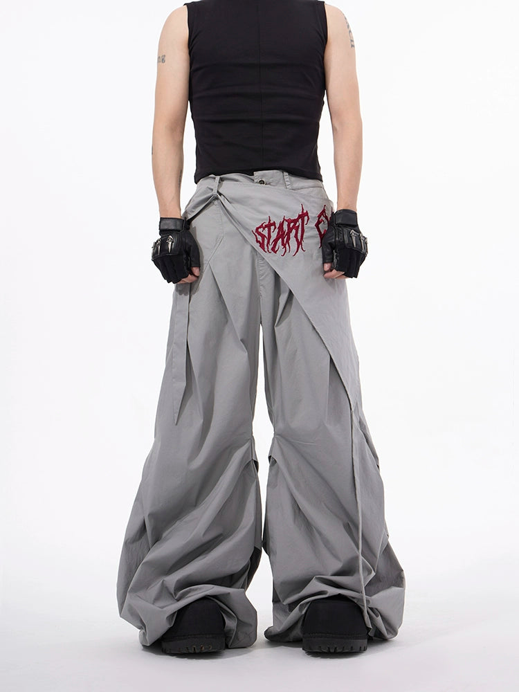 Wide-Leg Pants with Geometric Panel Detailing