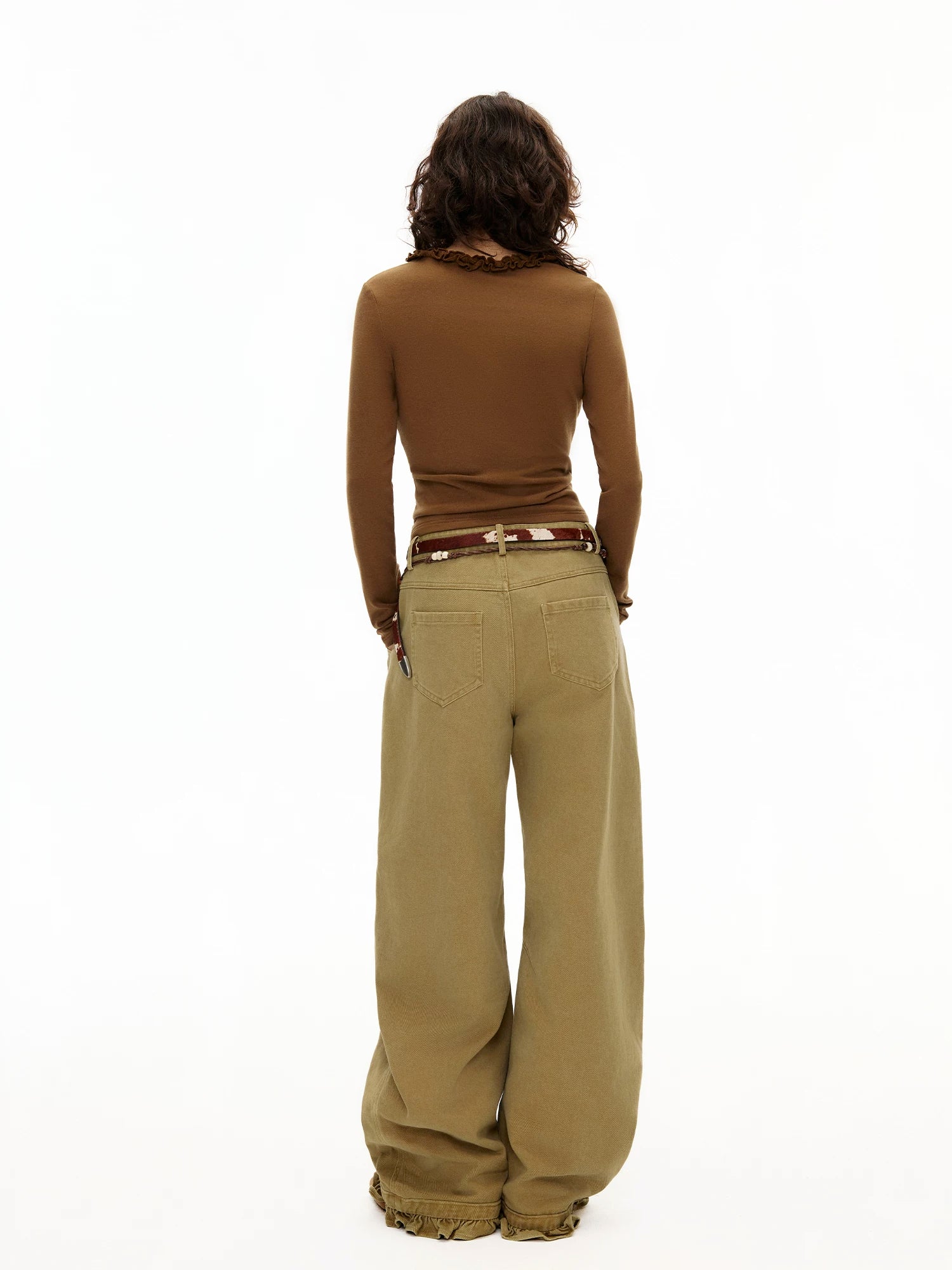 Ruffled Cocoa Butter Scoop Knit Top