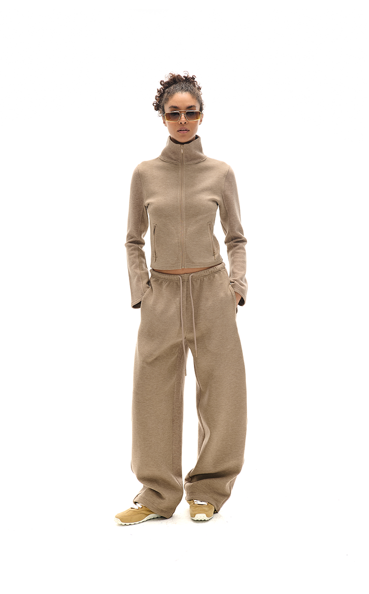 High Collar Zipper Sweatshirt And Sweatpants Set