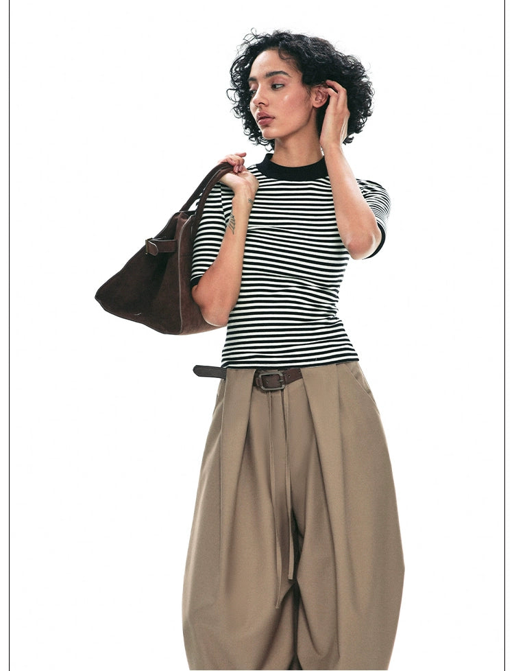 Mock Neck Half-Sleeve Top