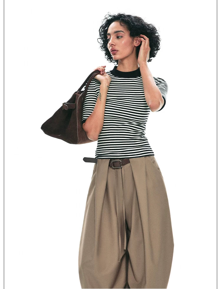 Ribbed Mock Neck Fitted Top