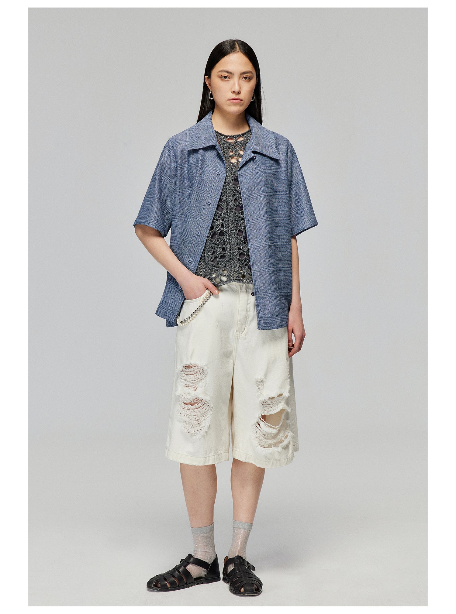 Distressed Denim Culottes