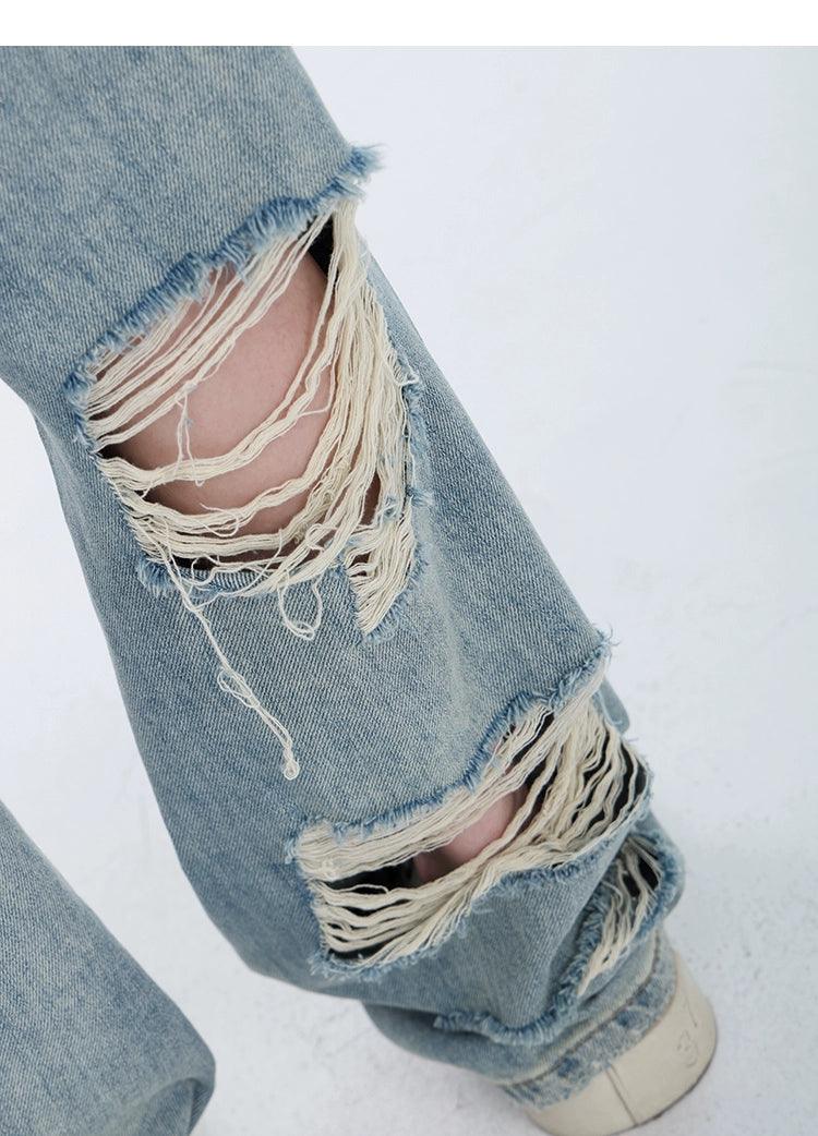 Vintage Grunge Distressed Wide-Leg Jeans