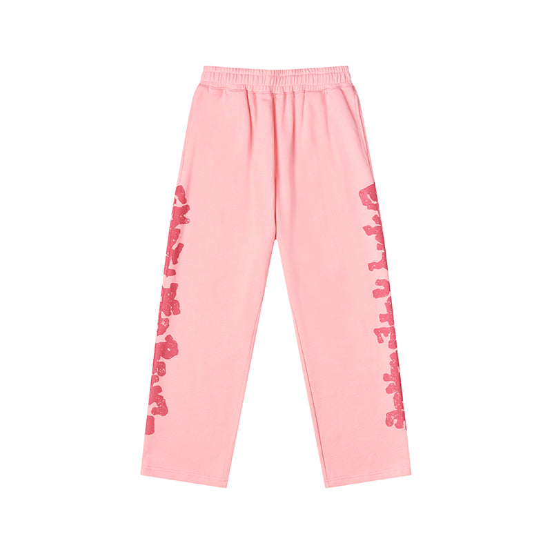Trendy Pink Distressed Logo Sweatpants - chiclara