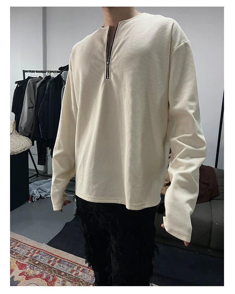 Minimal Half-Zip Long-Sleeve Sweatshirt
