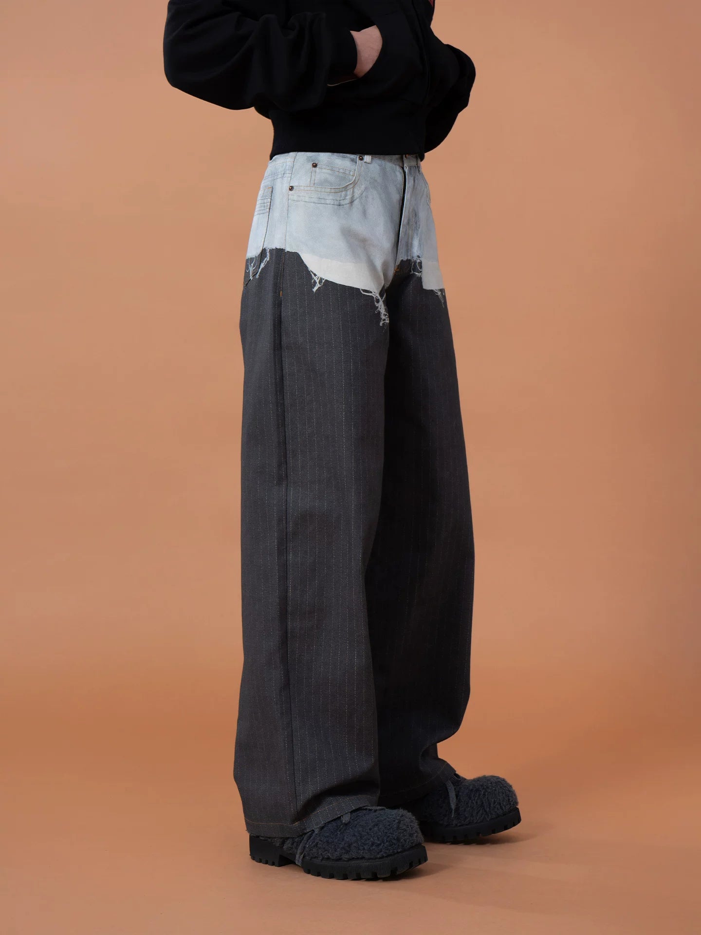 Pinstripe Splice Denim Yoke Trousers