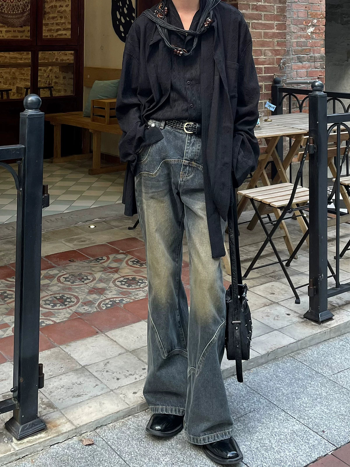Arcfade Vintage Panel Wide-Leg Jeans