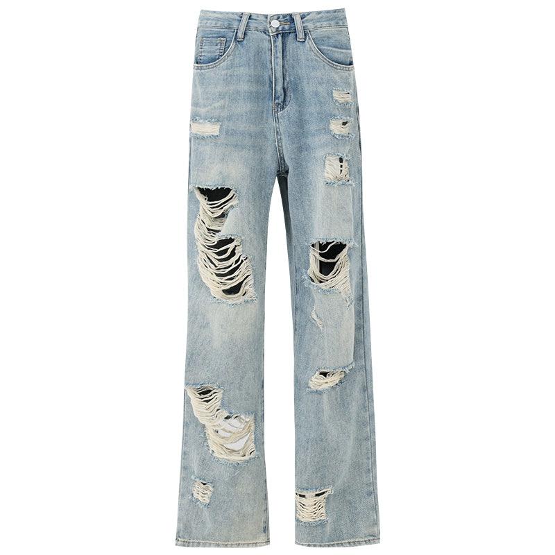 Vintage Grunge Distressed Wide-Leg Jeans