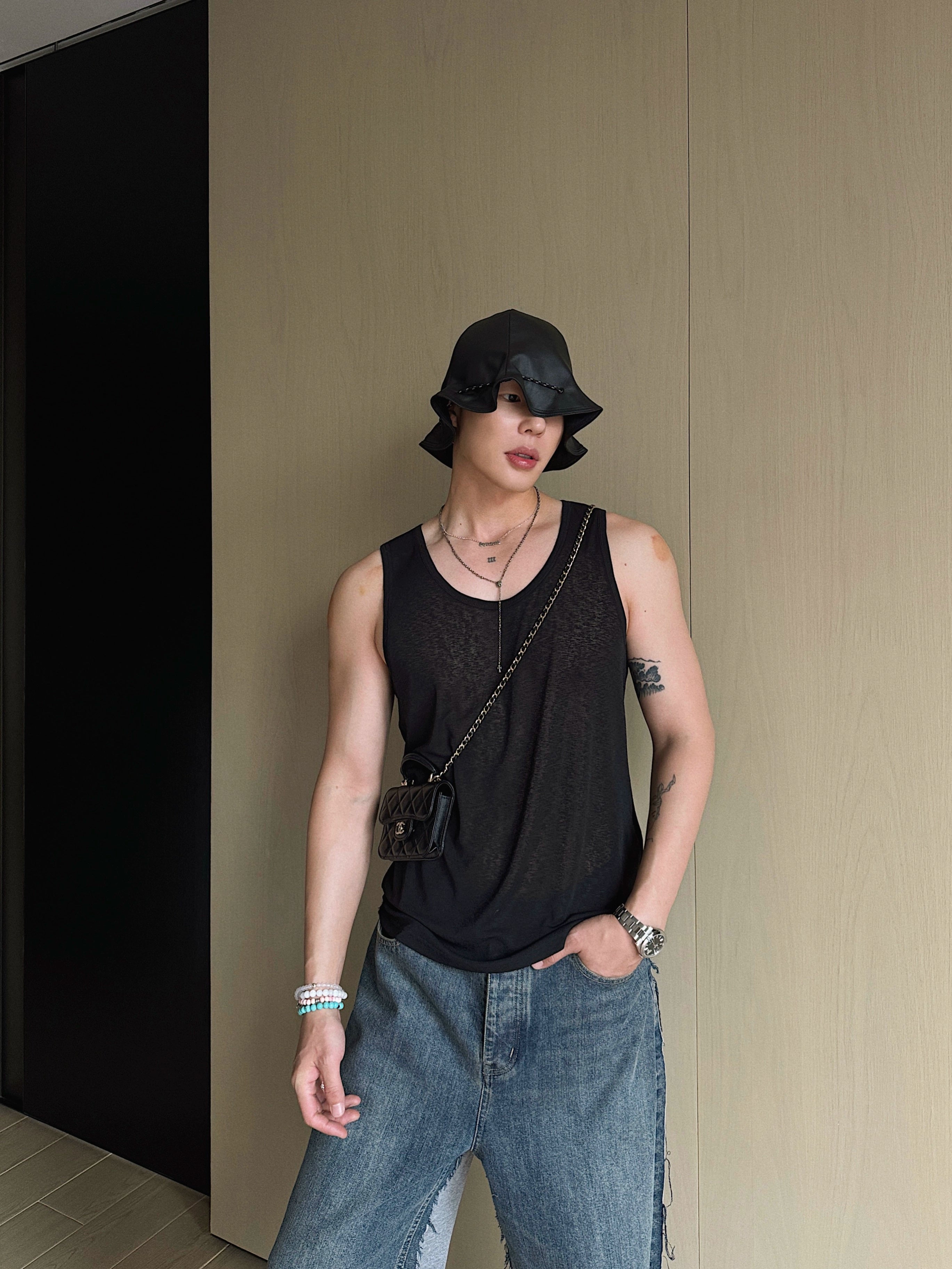 White Cotton Basic Tank Top Singlet