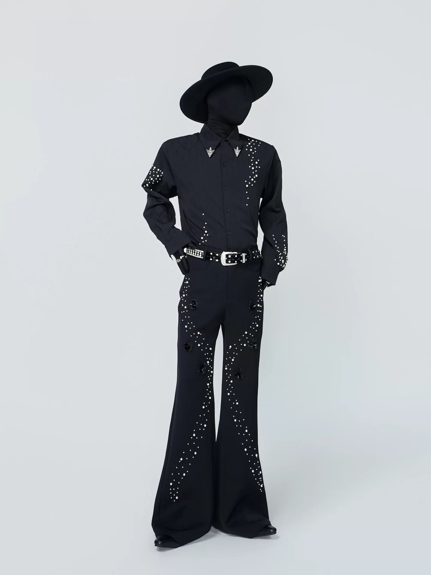 Starlit Shrapnel Pearl-Stud Constellation Shirt