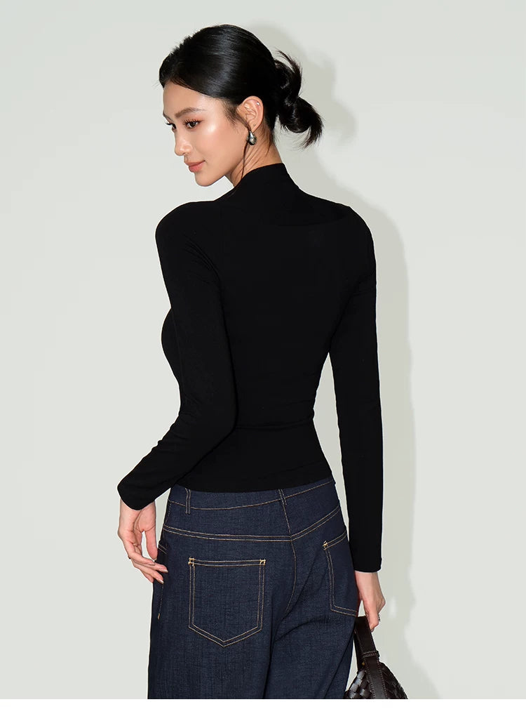 Frame-Line Square Neck Long Sleeve Top