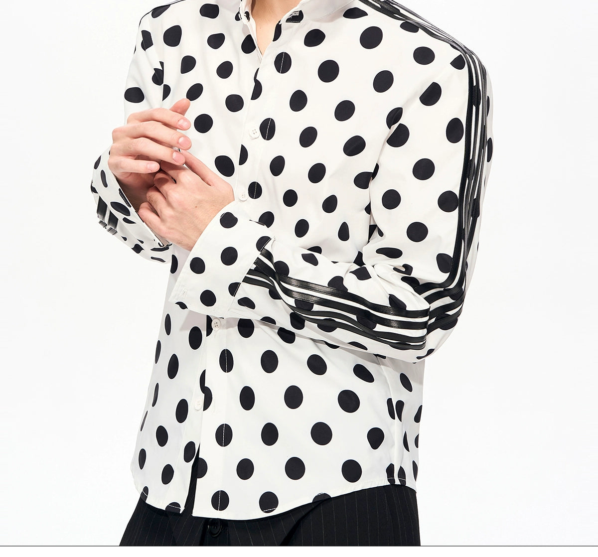 Polka Dot Track Stripe Shirt