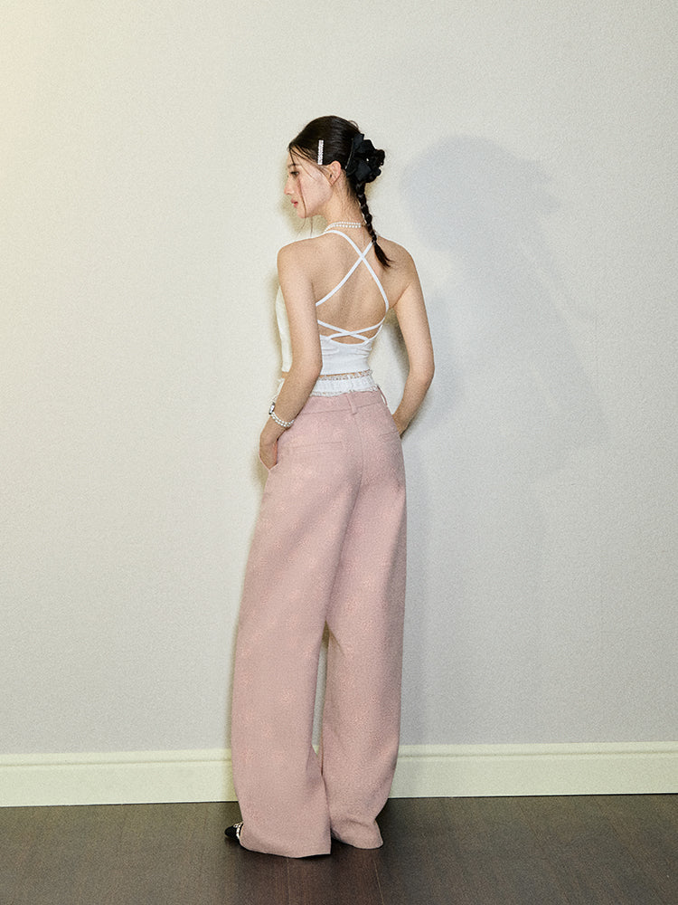 Embossed Wide Leg Pants