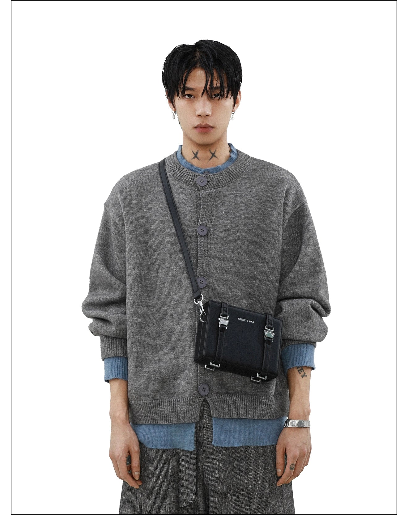 Slate Mist Oversized Knit Cardigan