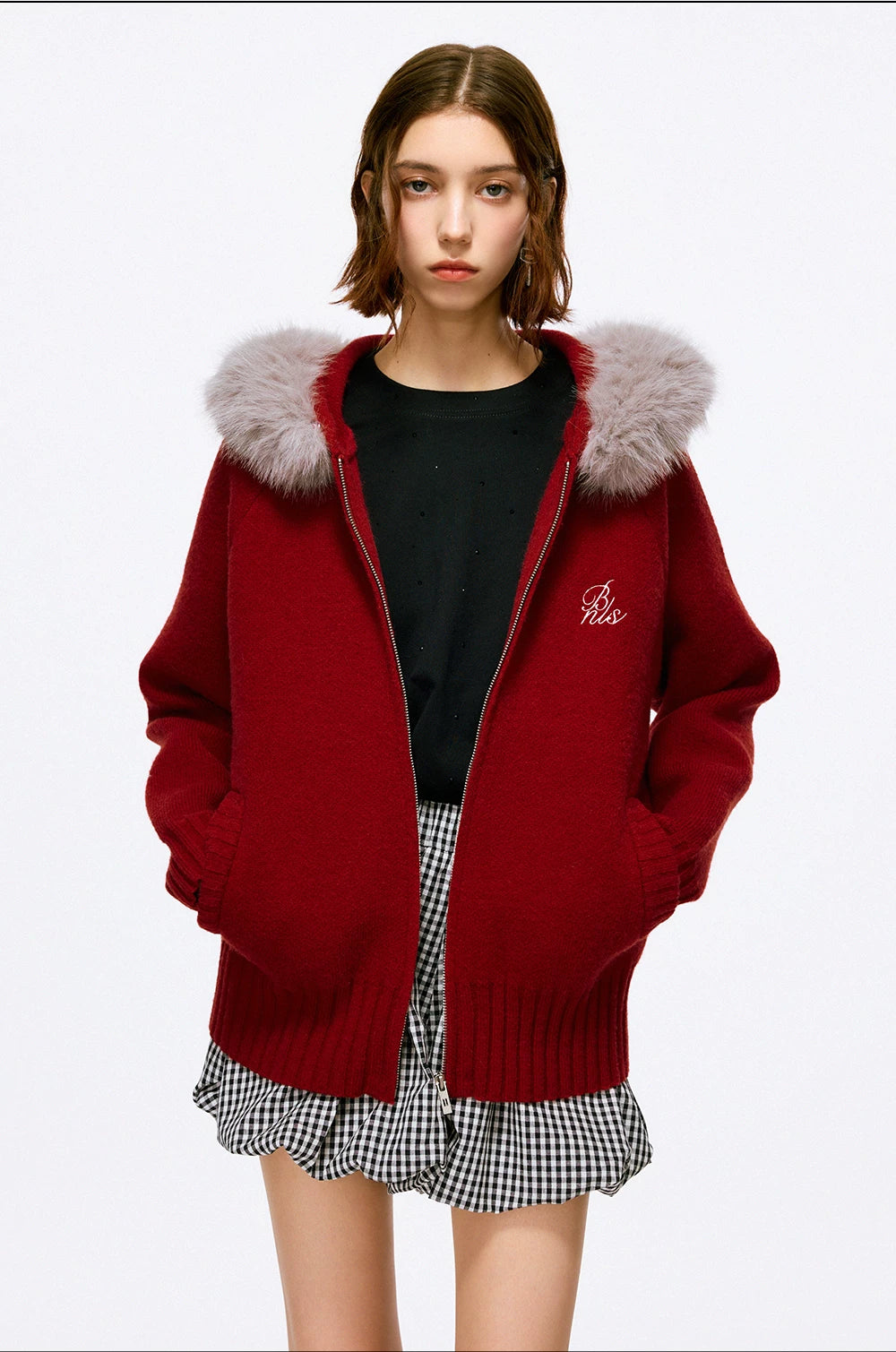 Frostline Faux Fur Hood Zip Cardigan