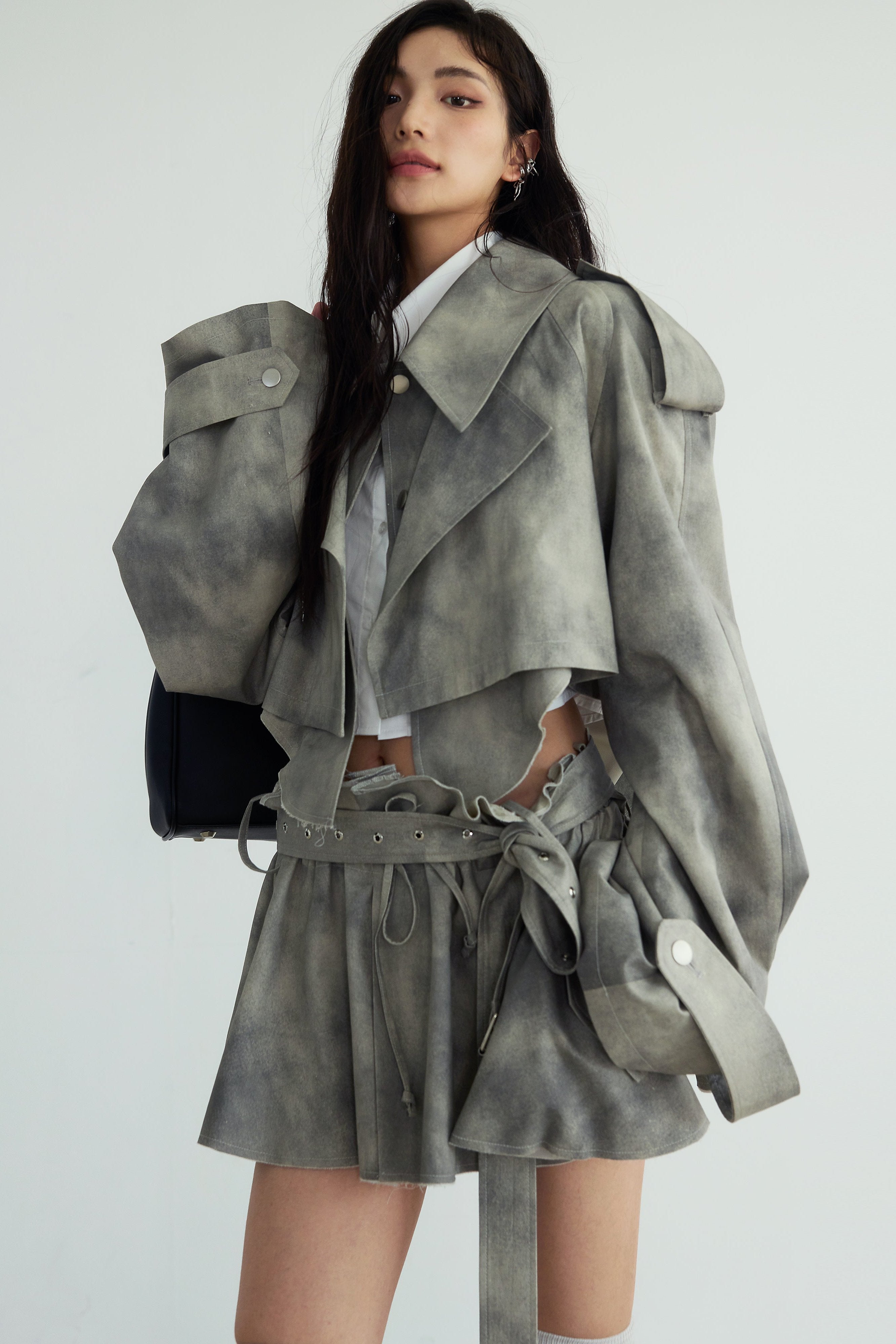 Storm Cloud Cropped Trench Jacket