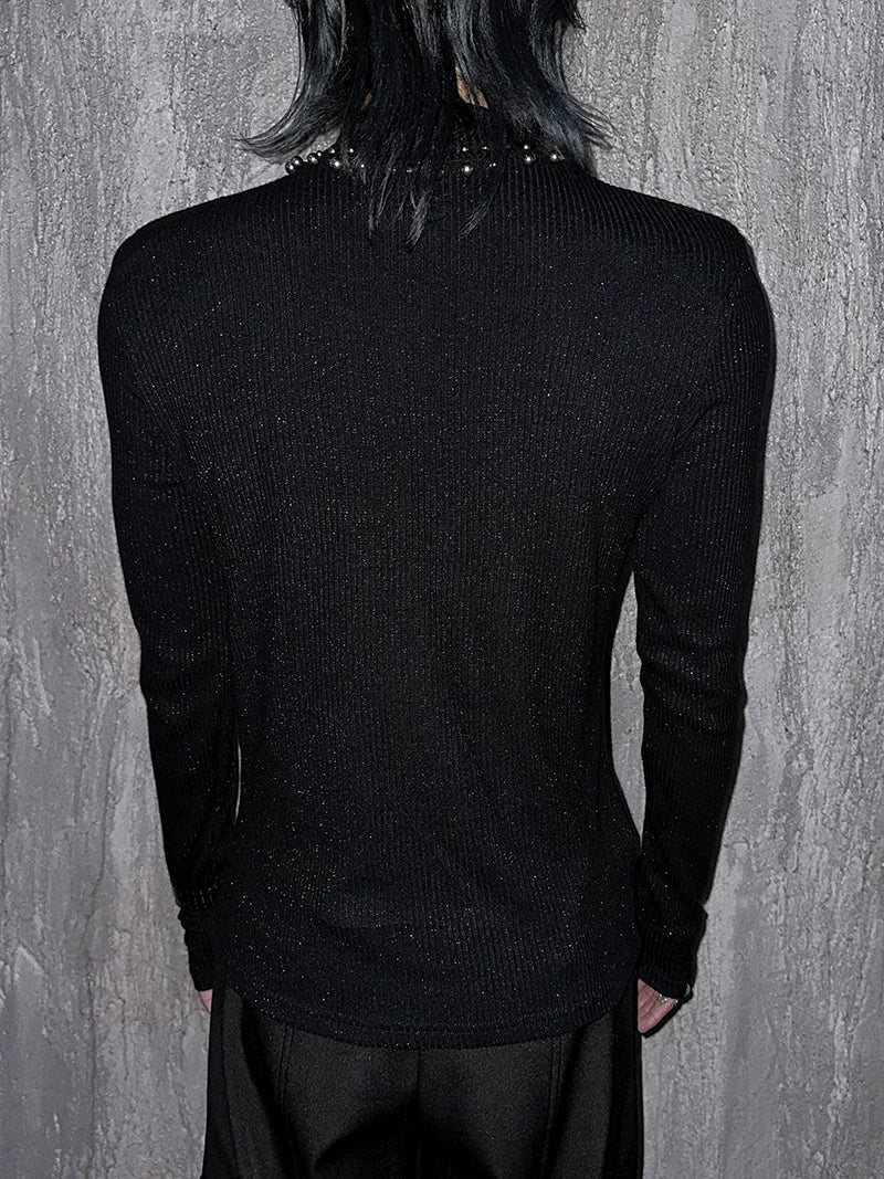 Cosmic Halo Beaded Knit Turtleneck