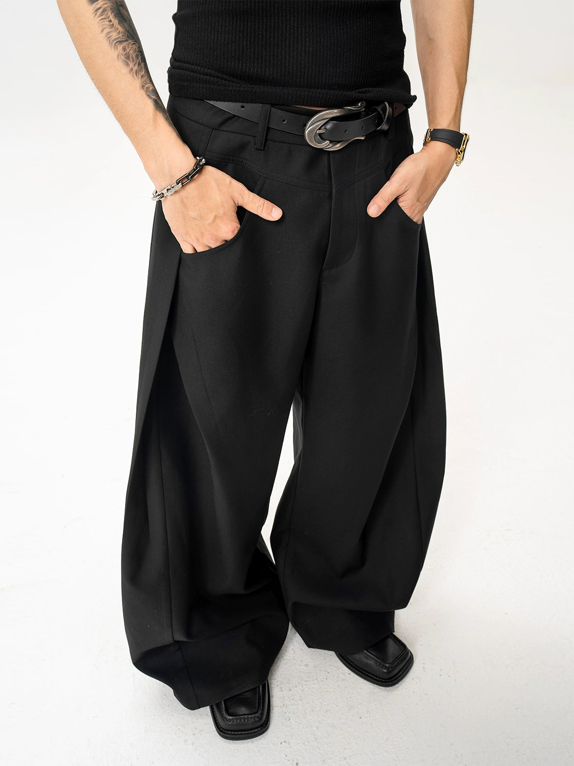 Noir Titan Wide-Leg Trousers