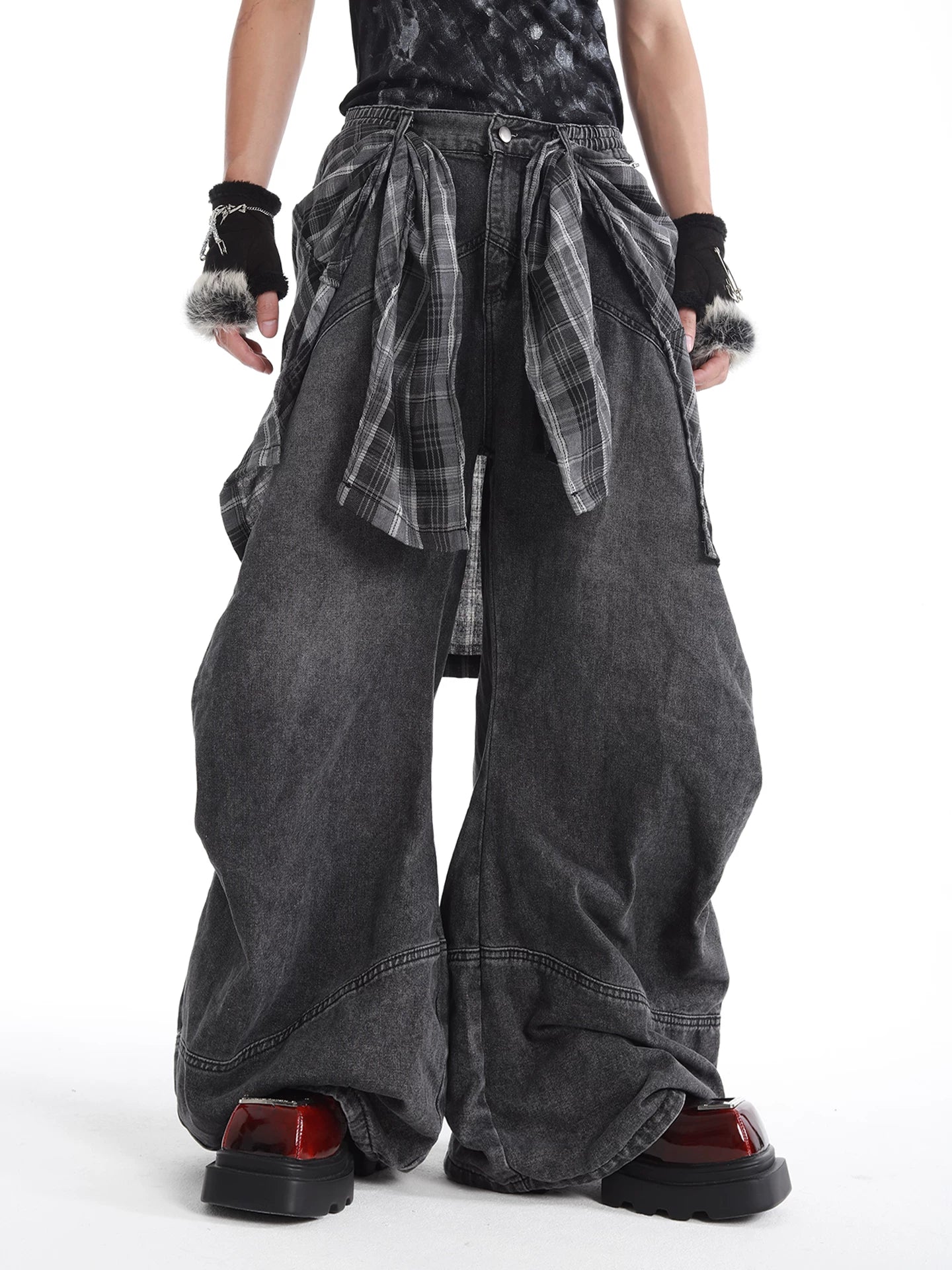 Plaid Drift Balloon Jeans