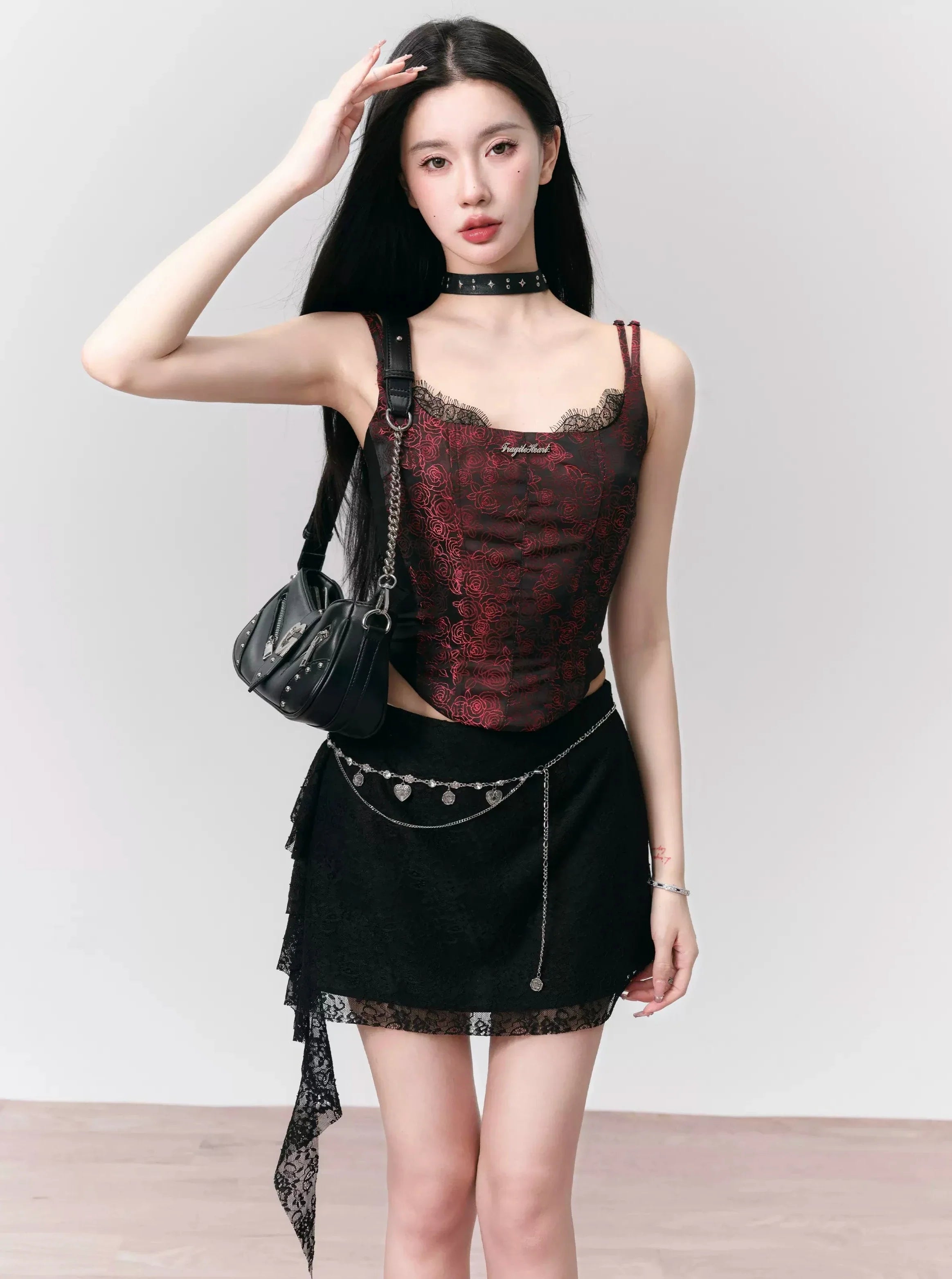 Luxe Burgundy Velvet Camisole: Lace-Trimmed Corset Top with Adjustable Straps