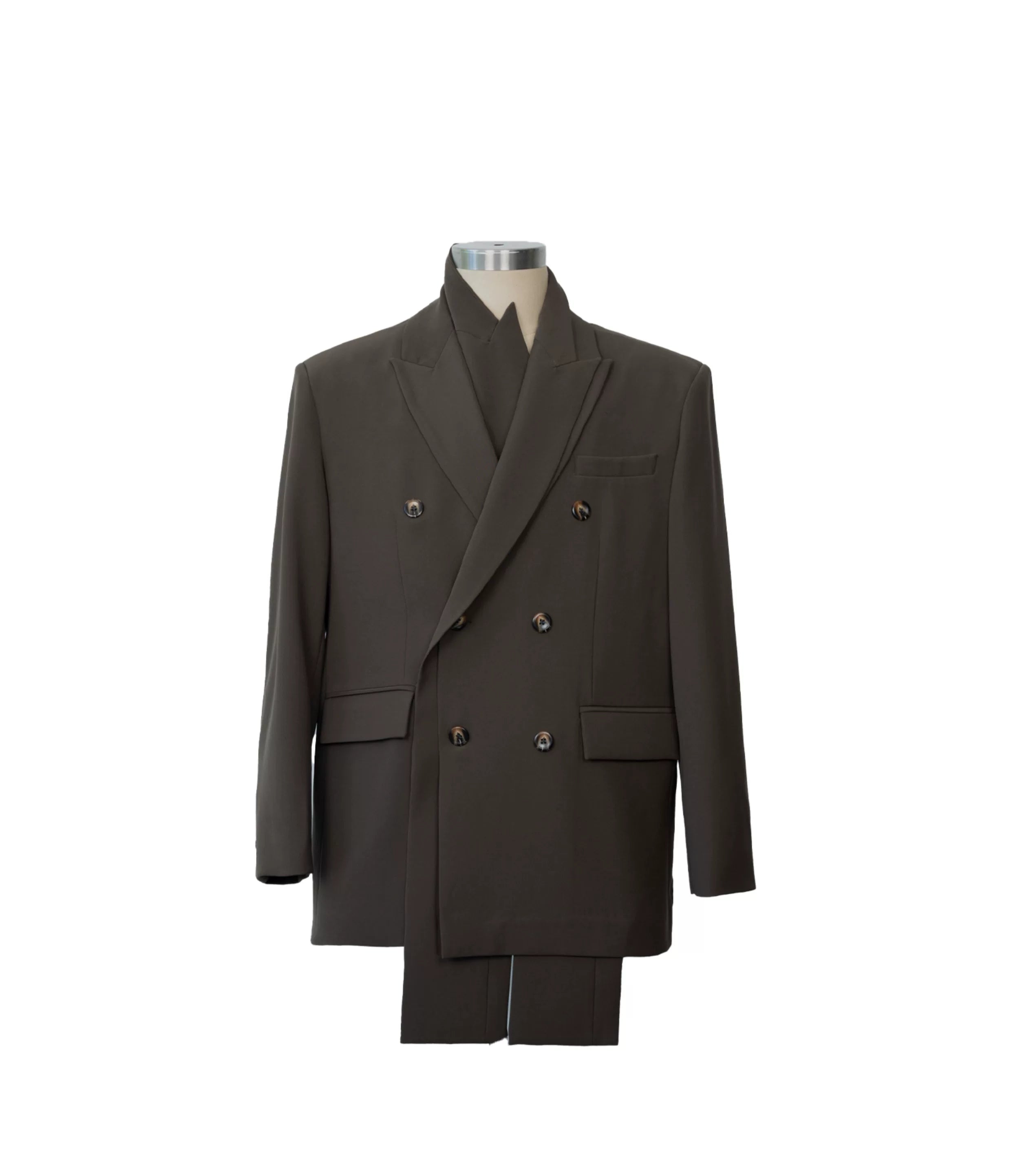 Umber Veil Layered Double-Breasted Suit