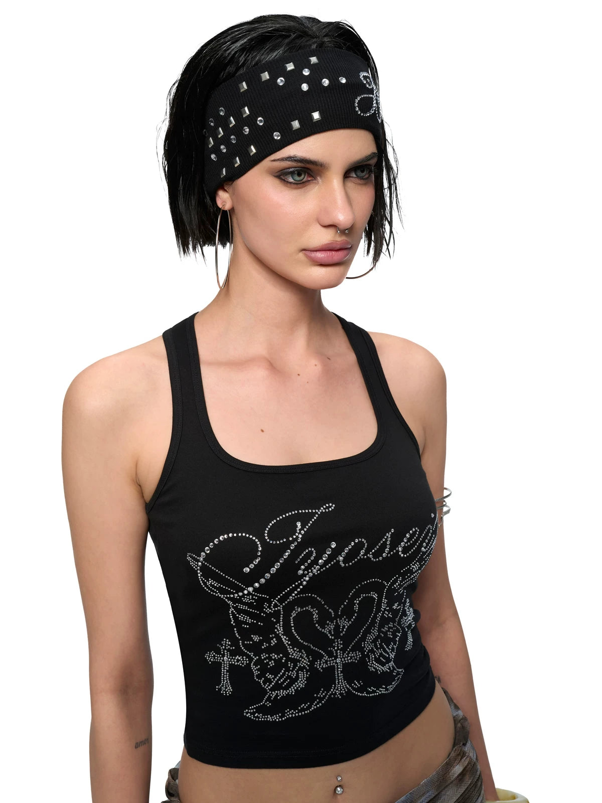 Crystal Initial Studded Knit Headband