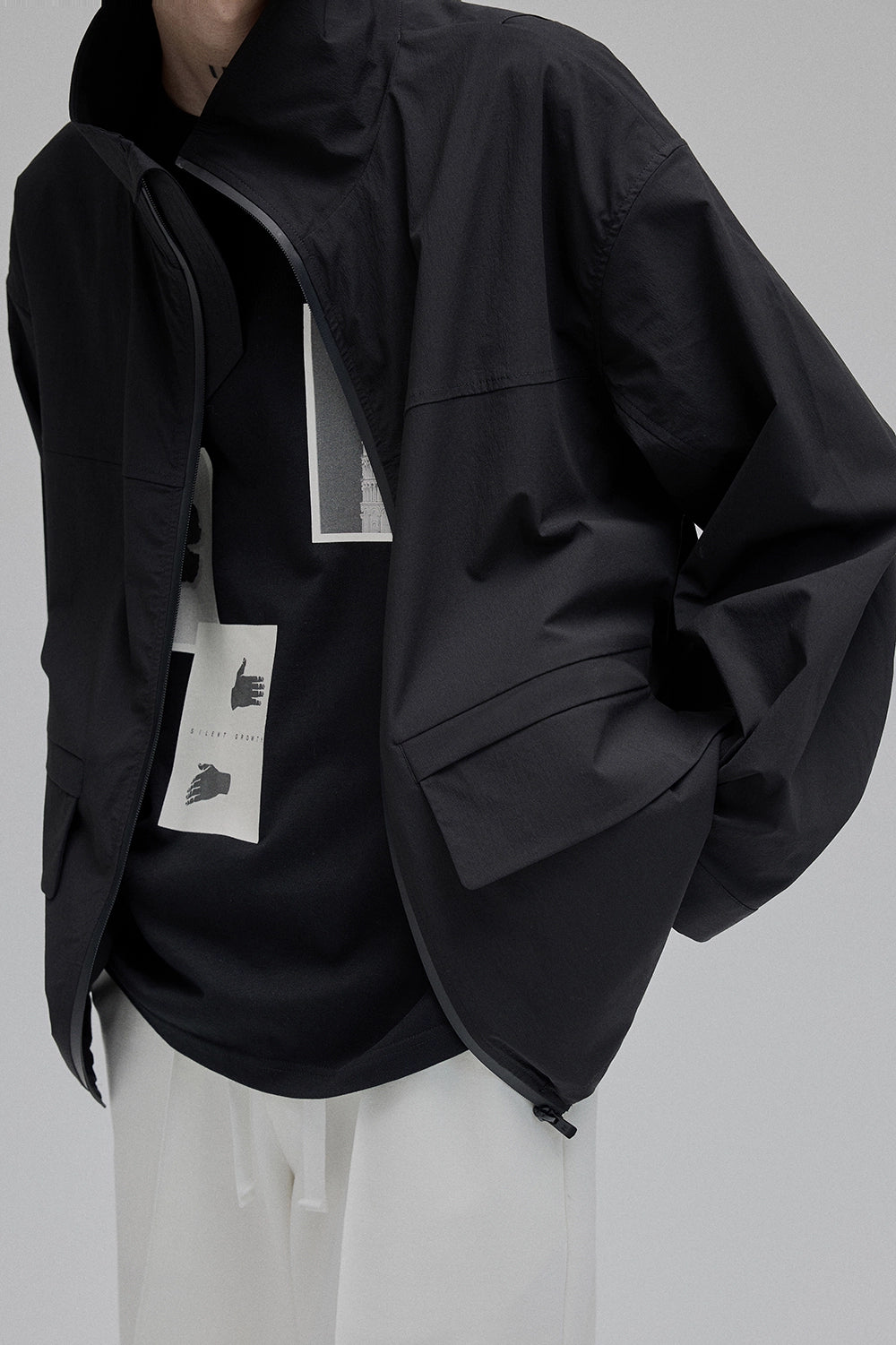 Zipper High-Neck Structural Windbreaker Jacket