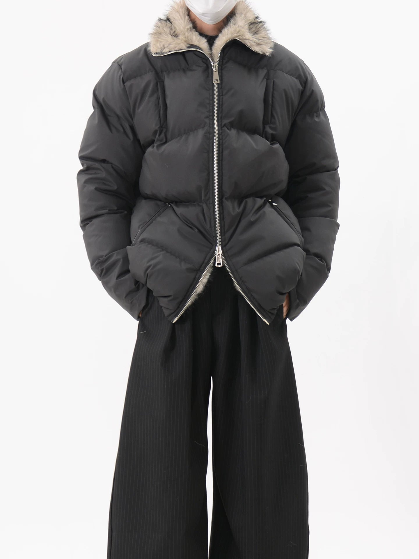 Zip-Up Loose Puffer Workwear Jacket