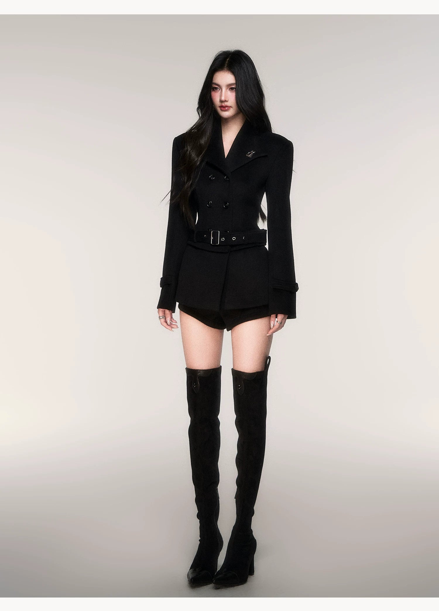 Noir Empress Belted Peacoat