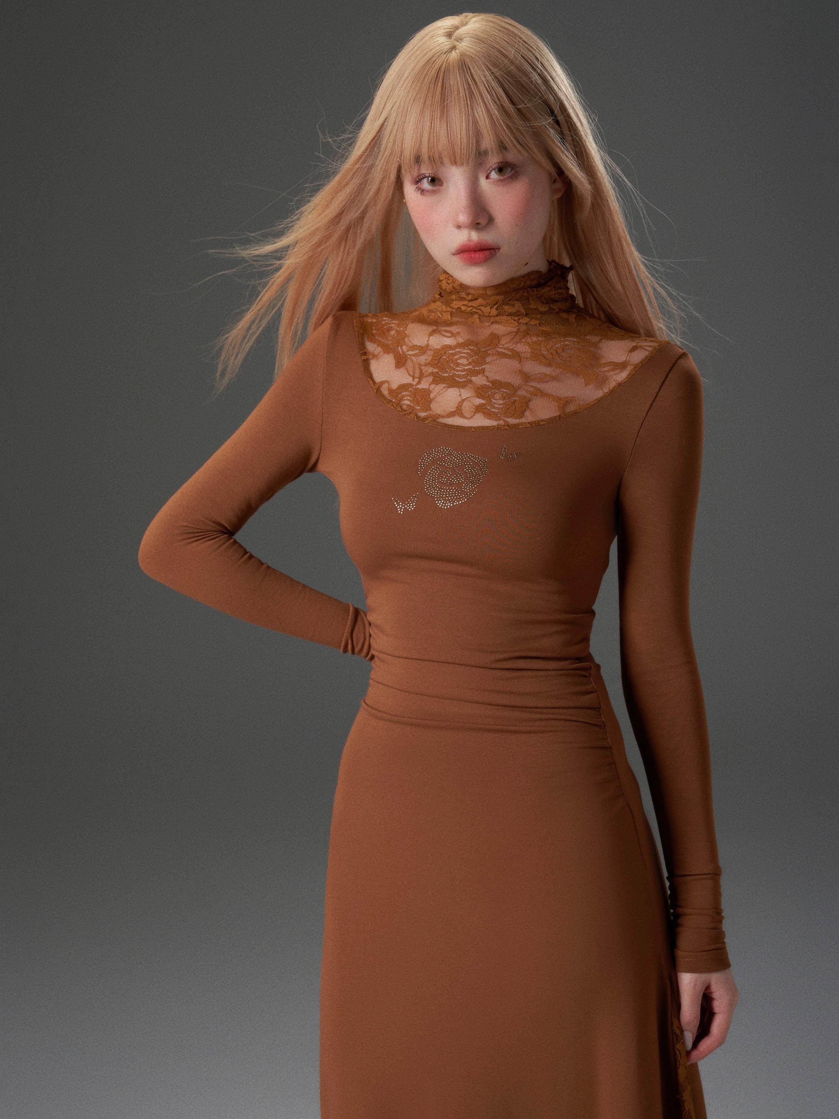 Caramel Turtleneck Gown