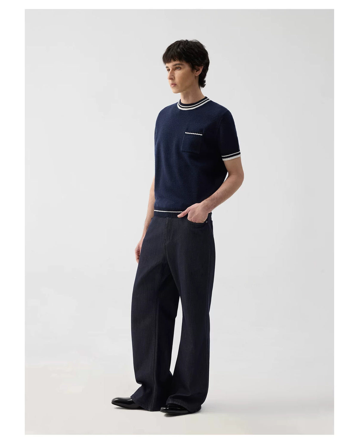 Camden Contrast-Trim Pocket Knit Tee