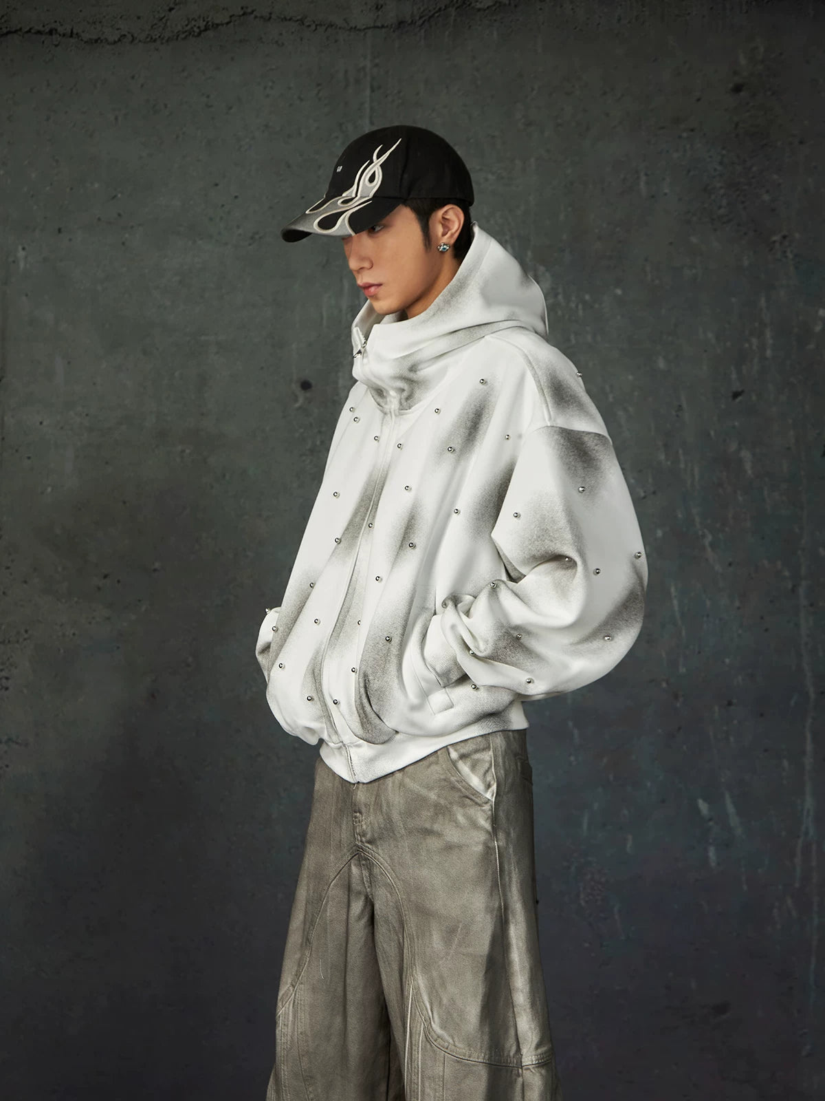 Nebula Drift Studded Zip Hoodie