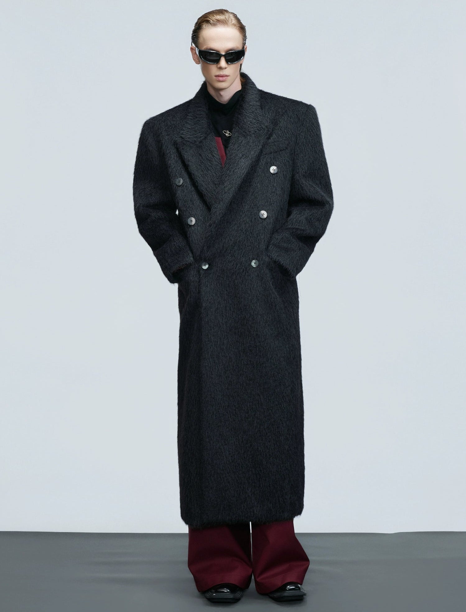 Obsidian Long Mohair Overcoat