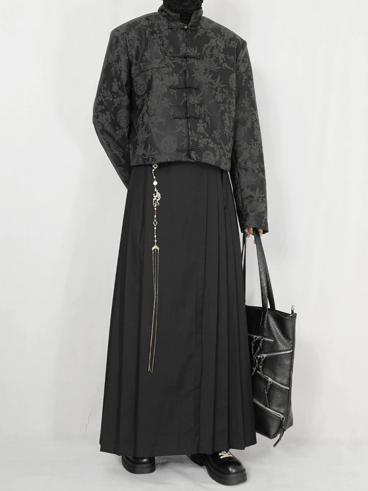 Black Jacquard Mandarin Jacket