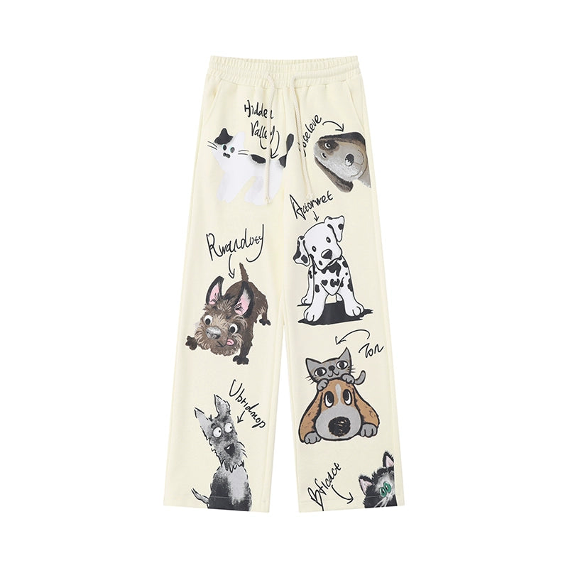 Thickened Velvet Dog Print Jazz Pants - chiclara