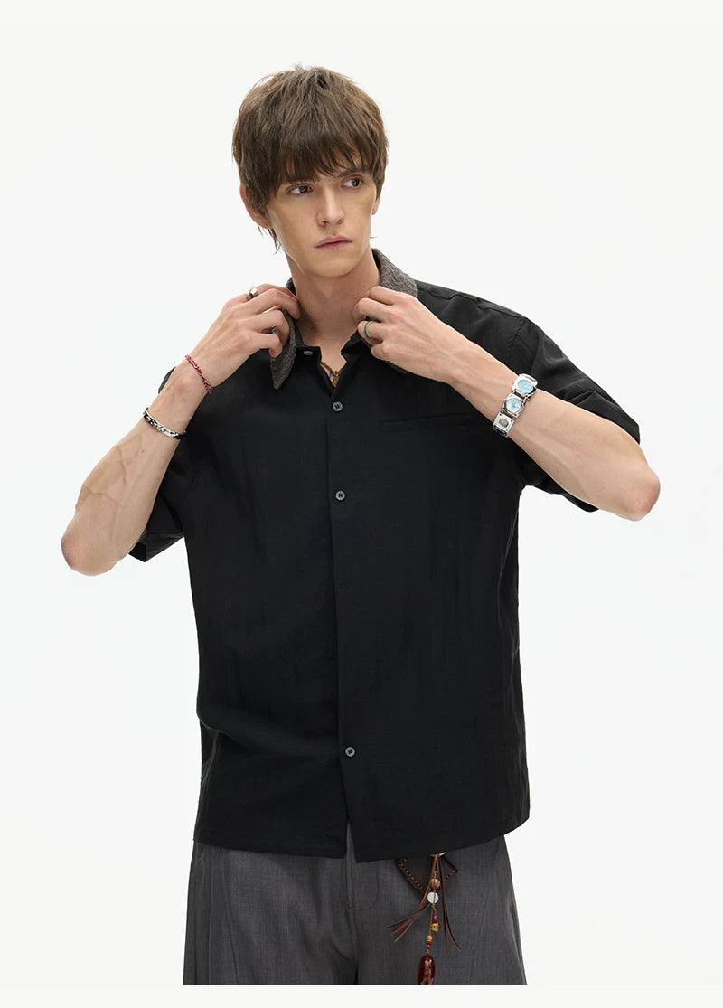Collar Textured Camp Shirt