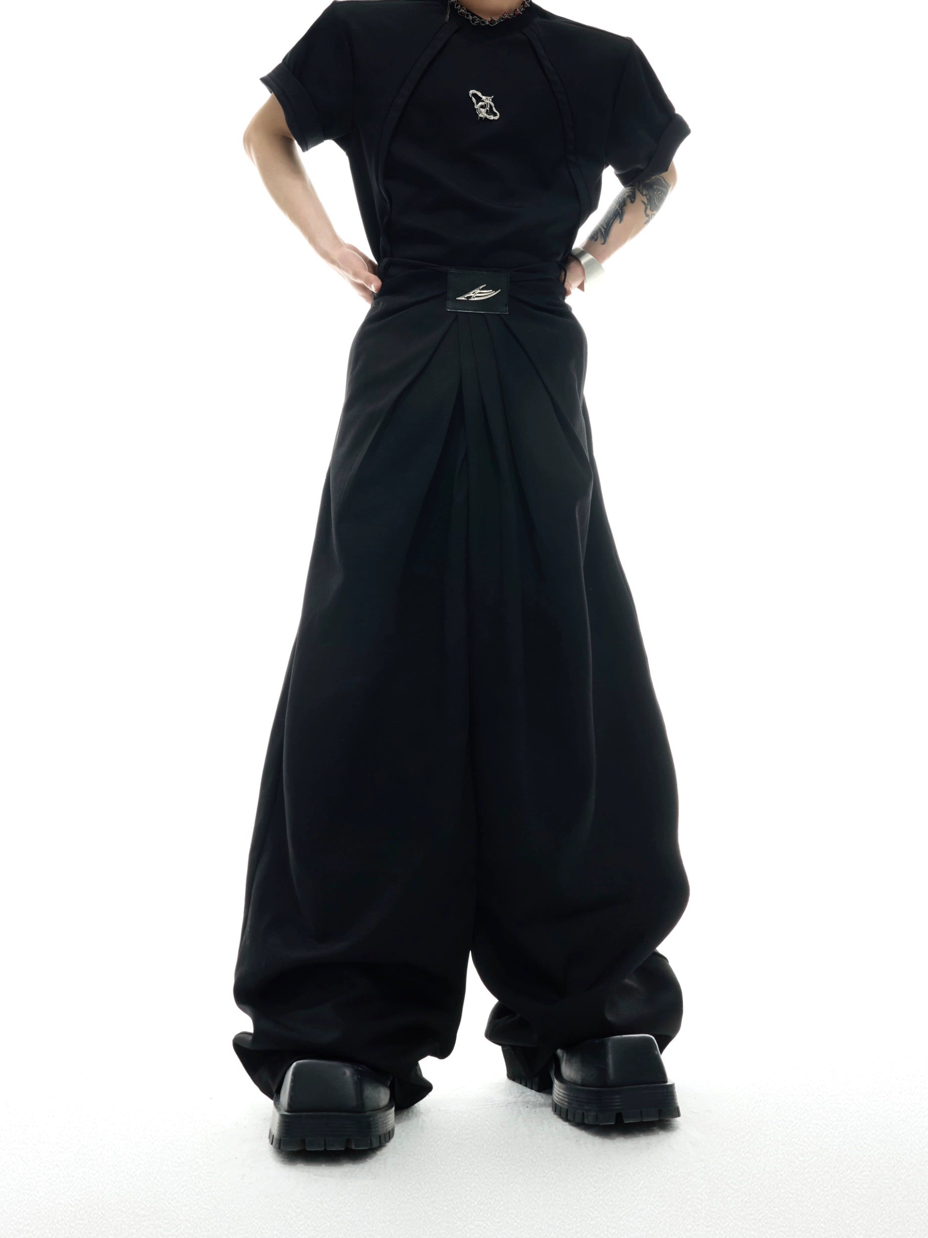 Black Wide Leg Oversized Skater Pants