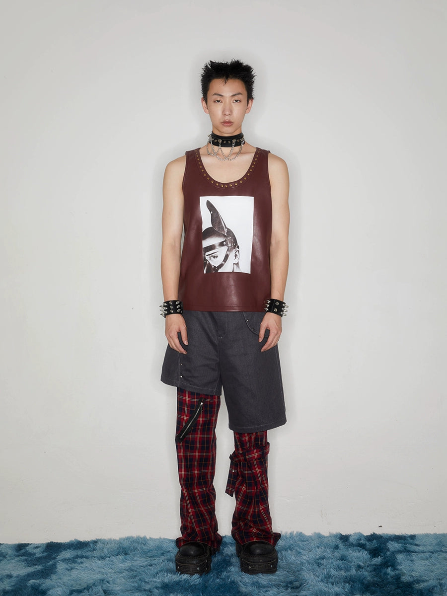 Hybrid Plaid-Panel Cargo Pants