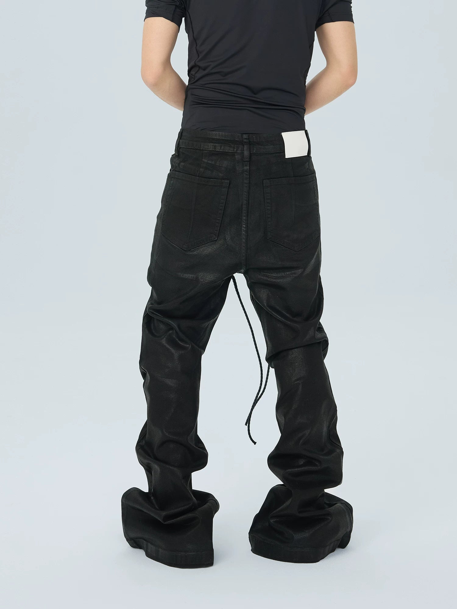 Obsidian Corset-Lace Stacked Jeans