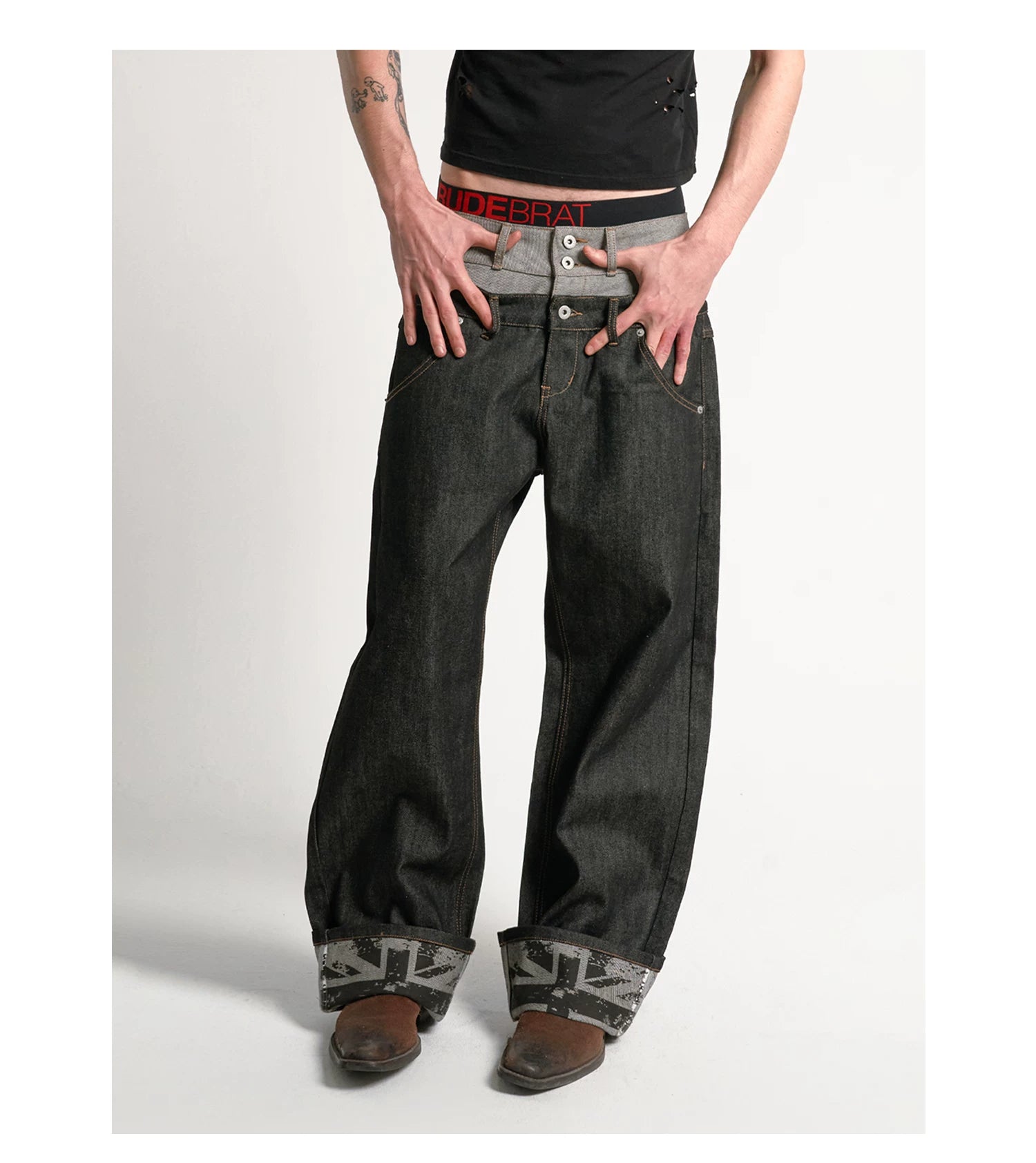 Union Cuff Studded Baggy Jeans