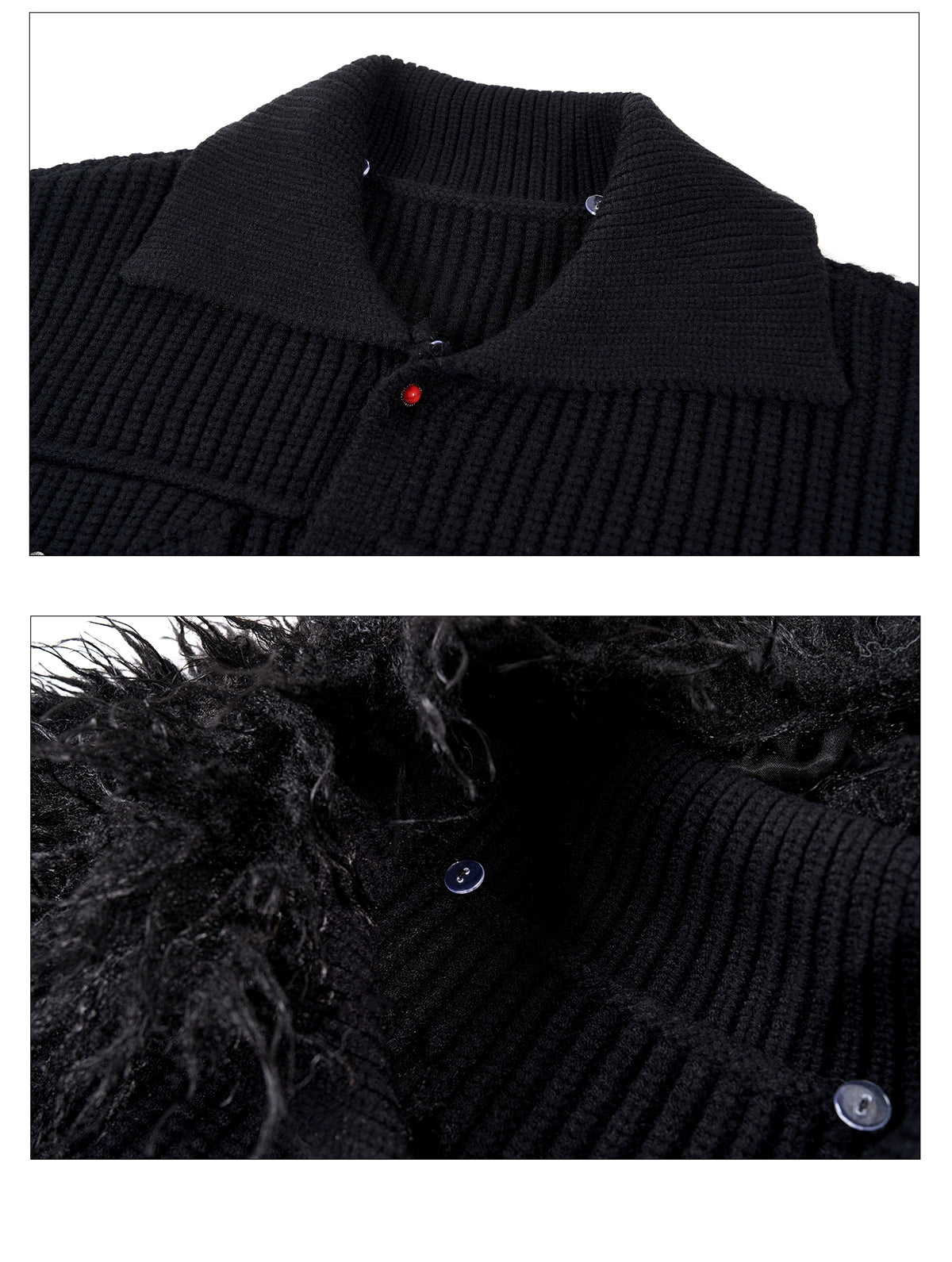 Frosted Collar Knit Sherpa Cardigan