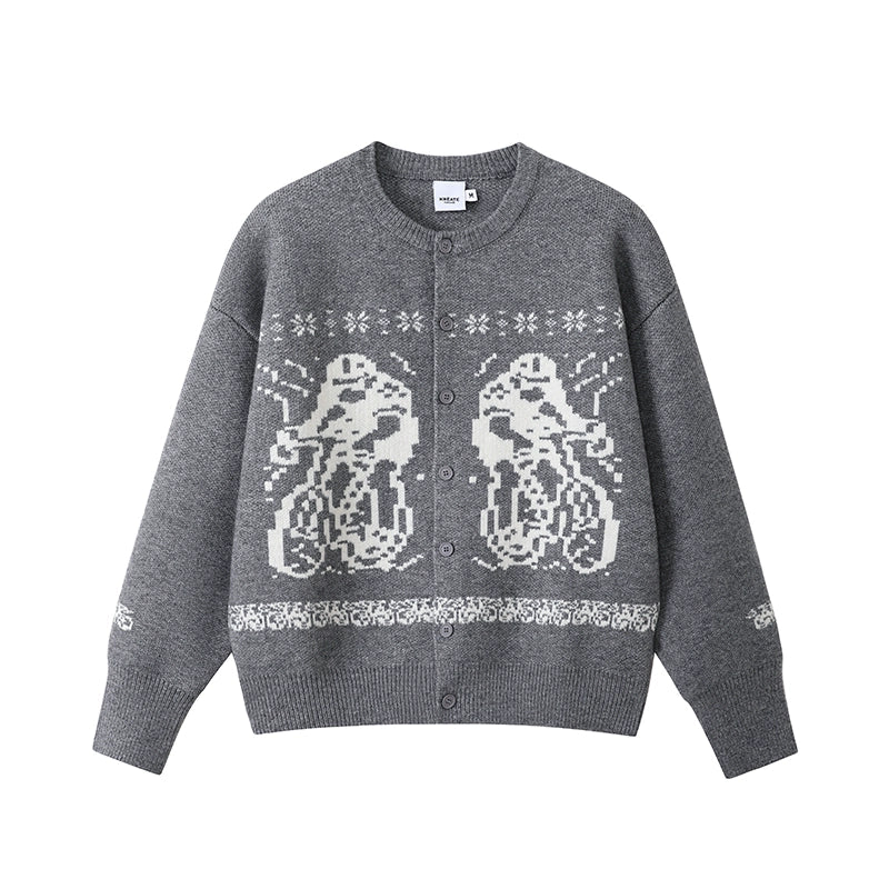 Arctic Fleece Animal Motif Button Cardigans and Sweaters