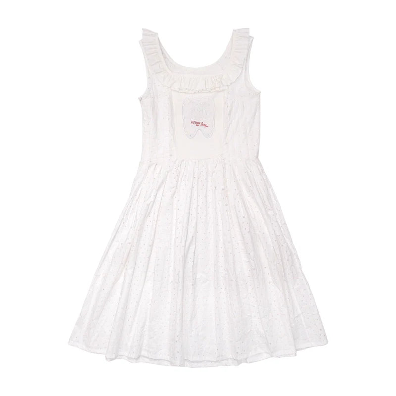 White Ruffle Neck Lace Petticoat Dress