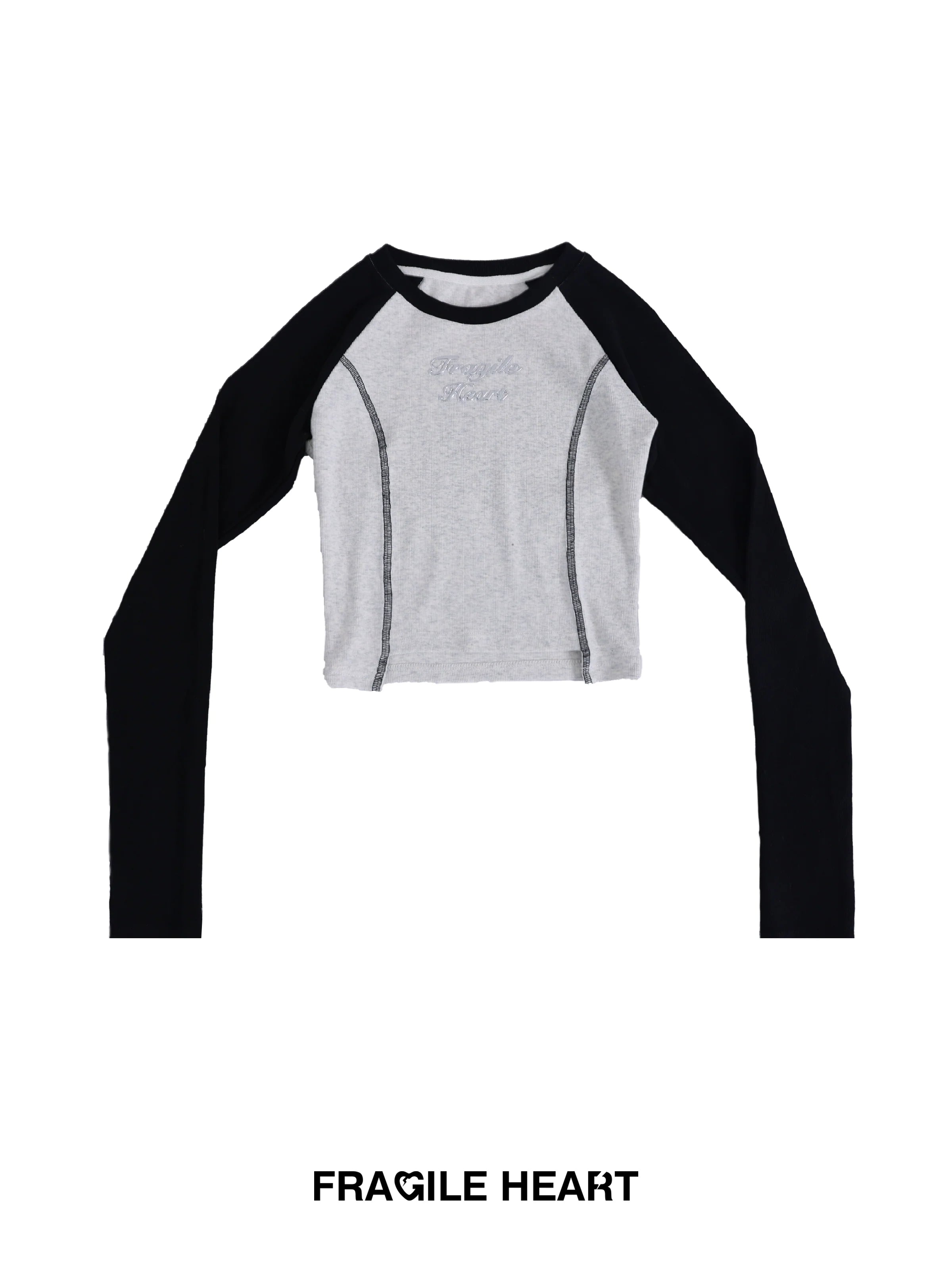 Monochrome Raglan Sleeve Cropped Baseball Tee