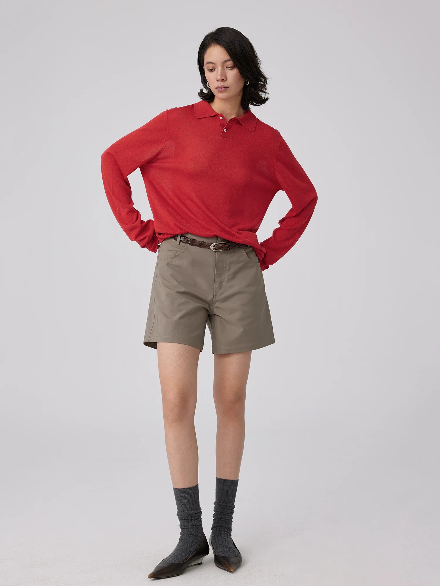 High-Waisted Buckleback Tailored Shorts