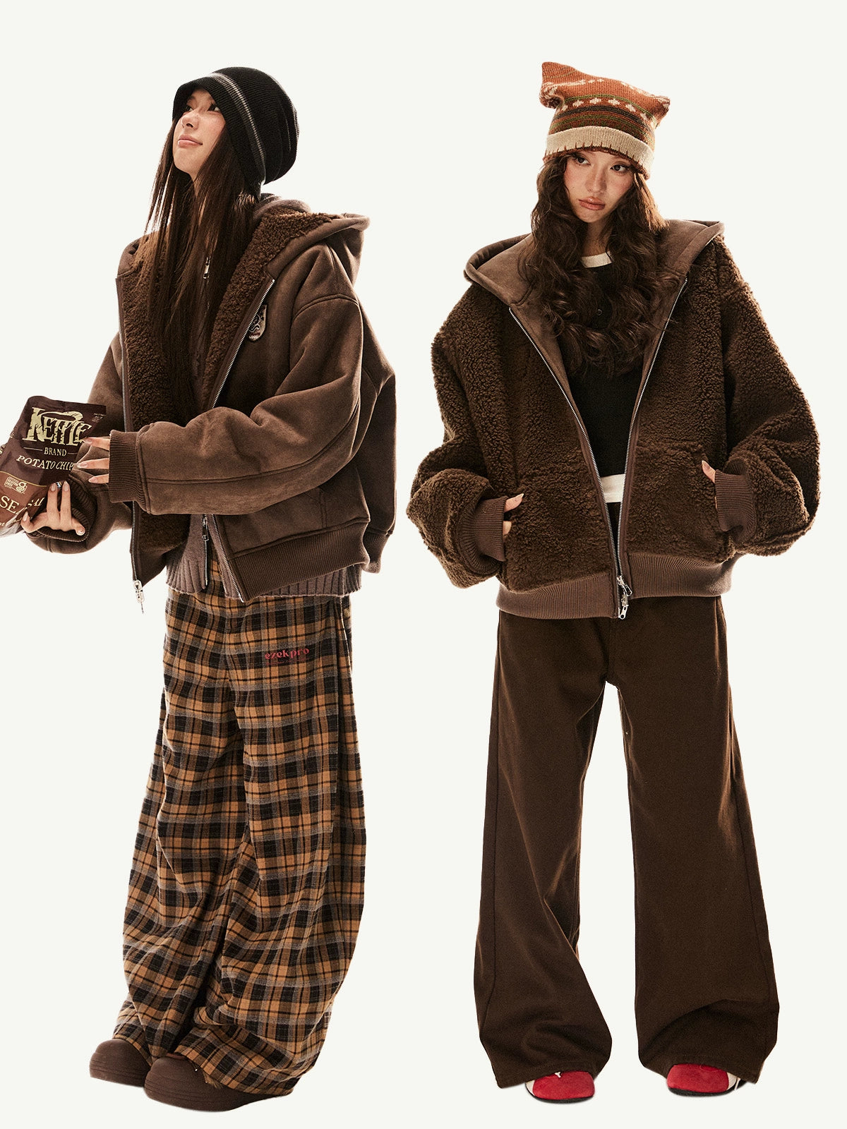 Brown Hooded Zip-Up Jacket